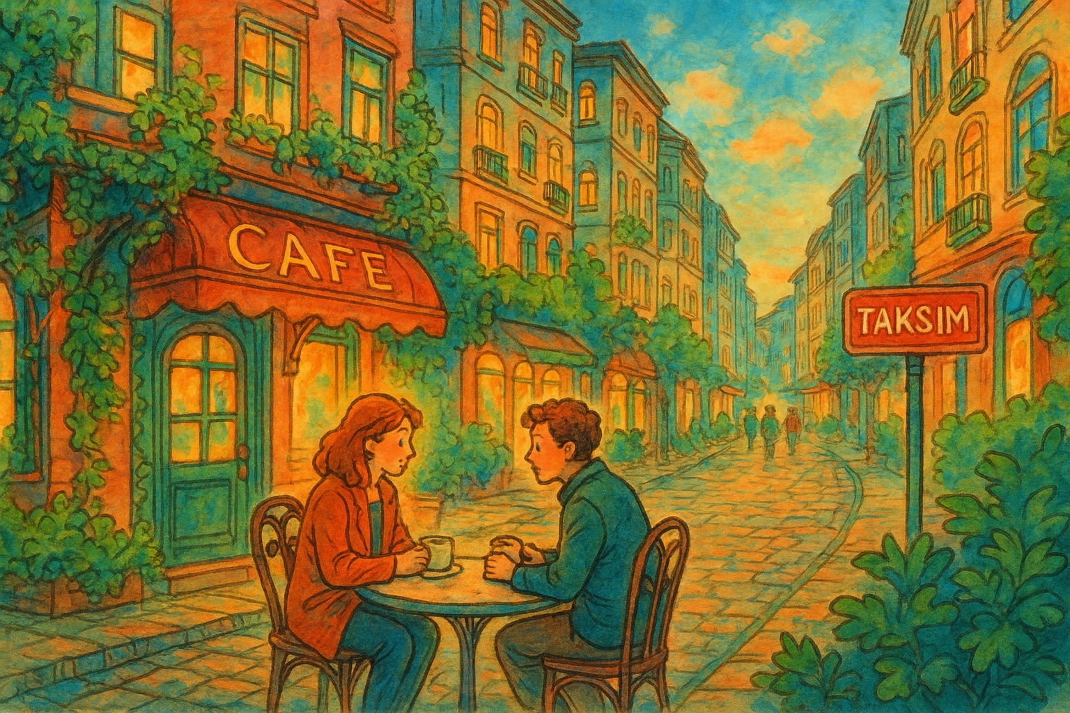 Café in Taksim at Dusk