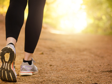 Sabah güneşi altında parkta yürüyen bir kişi, doğayla iç içe sakin bir yürüyüş yapıyor.